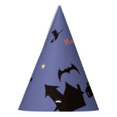 Halloween Scene met spoken heks en vleermuizen Feesthoedjes (Links)