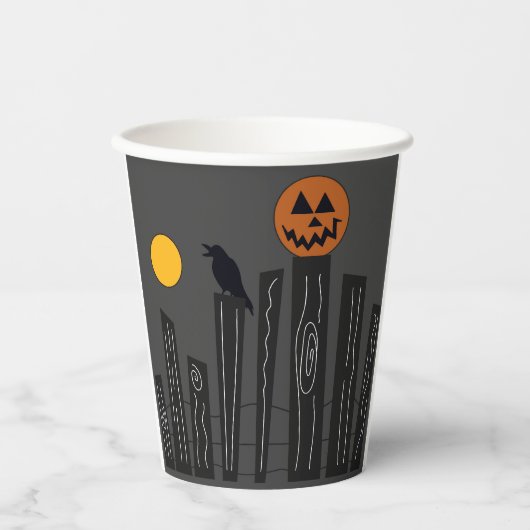 Halloween scène op papieren bekers (Voorkant)