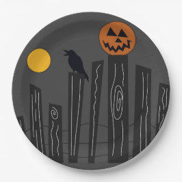 Halloween scène op papieren borden bordje