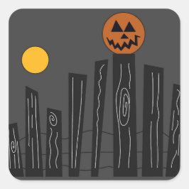 Halloween scène op vierkante stickers. sticker