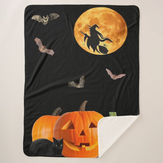 Halloween Scène Sherpa Blanket Deken (Voorkant)