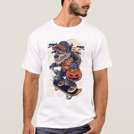 Halloween Schaats Wolf T-shirt (Voorkant)