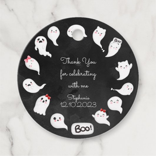 Halloween schattig eng spook meisje verjaardag dan bedankjes labels (Voorkant)