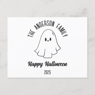 Halloween Schattig Geest Gepersonaliseerde Naam Ja Feestdagenkaart