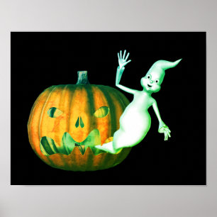 Halloween Schattig Geest Jack O Lantern  Poster
