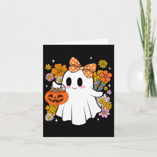 Halloween Schattig Geestje Vintage Bloem Trick Or Kaart