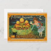 Halloween Schattig  Victoriaans Pompoen Briefkaart (Voorkant / Achterkant)