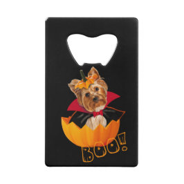 Halloween schattig Yorkshire terrier hond pompoen Kredietkaart Flessenopener