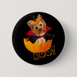 Halloween schattig Yorkshire terrier hond pompoen Ronde Button 5,7 Cm