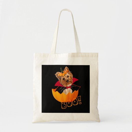 Halloween schattig Yorkshire terrier hond pompoen Tote Bag (Voorkant)