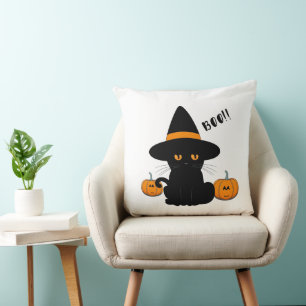 Halloween Schattige Cartoon Vrienden, Zwart Baby C Kussen