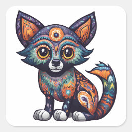 Halloween Schattige Fox Vierkante Sticker
