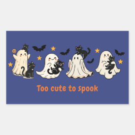 Halloween Schattige Funny Spooky Ghost Cat Rechthoekige Sticker