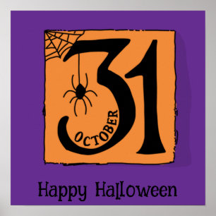 Halloween Schattige Funny Whimsical 31 oktober lij Poster