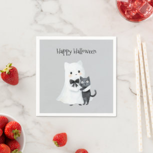 Halloween Schattige Geest Zwarte Kat Servet