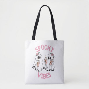 Halloween schattige geesten griezelige vibes draagtas