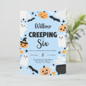 Halloween Schattige Ghost 6e Verjaardagsfeest Kaart (Staand voorkant)