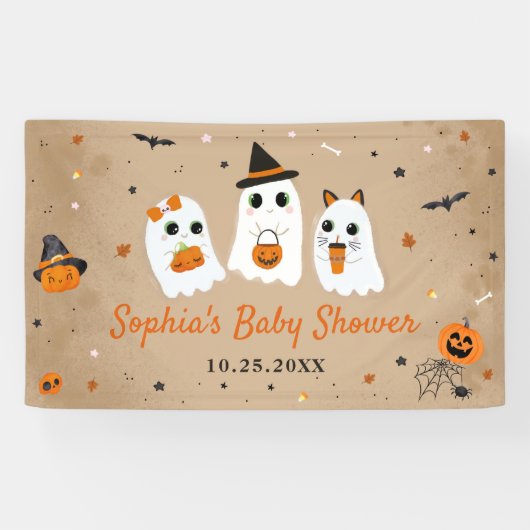 Halloween Schattige Ghost Baby shower Spandoek (Horizontaal)