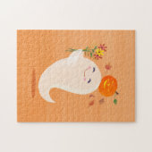 Halloween Schattige Ghost & Flowers Legpuzzel (Horizontaal)