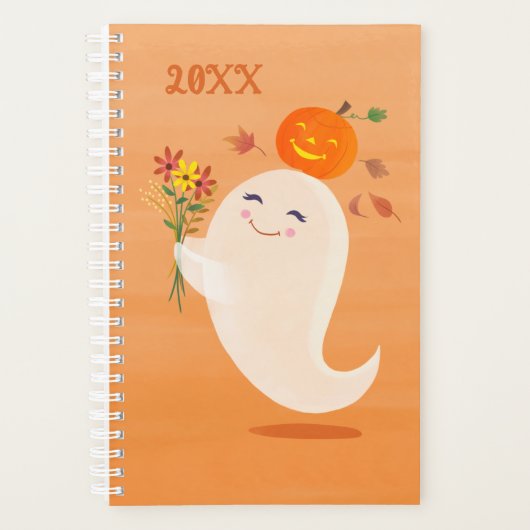 Halloween Schattige Ghost & Flowers Planner (Voorkant)