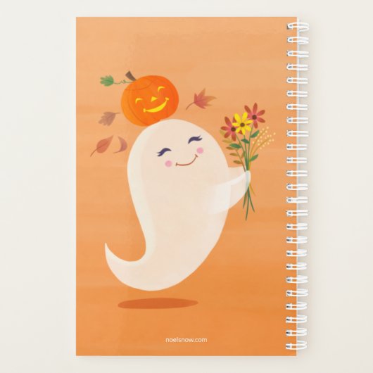 Halloween Schattige Ghost & Flowers Planner (Achterkant)