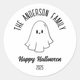 Halloween Schattige Ghost Gepersonaliseerde Naam J Ronde Sticker