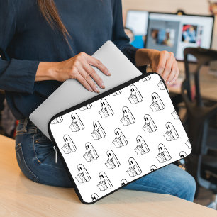 Halloween, Schattige Ghost White, Trick or treat, Laptop Sleeve