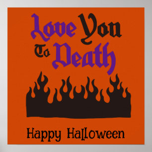 Halloween Schattige Grappige grillige zwarte vlam Poster