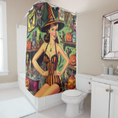  Halloween Schattige Heks Pinup Douchegordijn (In situ)