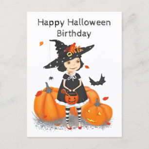 Halloween Schattige Heksje Briefkaart