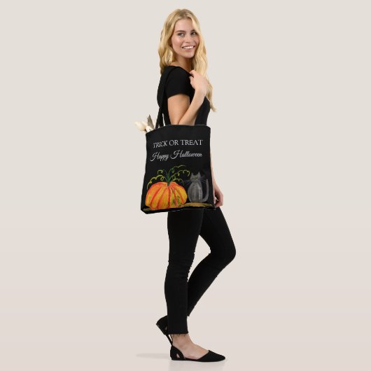 Halloween Schattige pompoen zwart cat modern Draagtas (Op model)