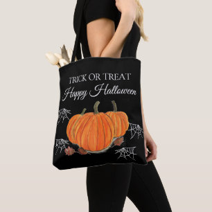 Halloween Schattige pompoen zwart spin webs modern Draagtas