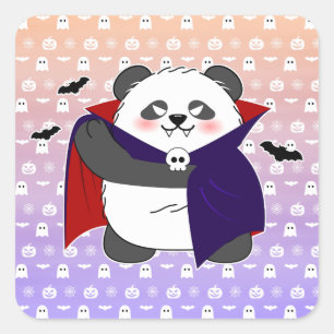 Halloween Schattigee Baby Panda Dracula Vampire Vierkante Sticker