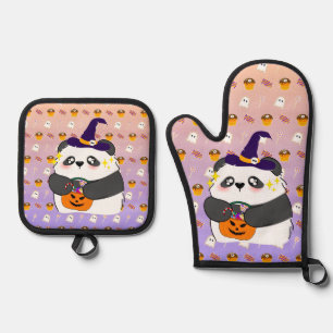 Halloween Schattigee Baby Panda Trick or treat Ovenwant & Pannenlap Set
