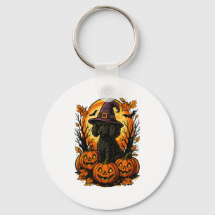 Halloween Schattigee Black Poodle Witch Pet Pompoe Sleutelhanger