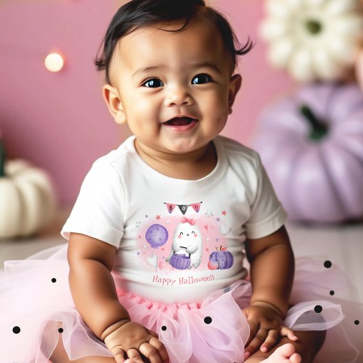 Halloween Schattigee Ghost Boo Roze Paarse Meisje 