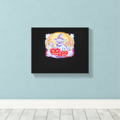 Halloween Schattigee Ghost Pumpkin Cat Classic T-s Canvas Afdruk (Insitu (Houten vloer))