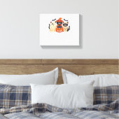Halloween Schattigee Ghost Pumpkin Cat Classic T-S Canvas Afdruk (Insitu (Slaapkamer))