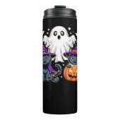 Halloween Schattigee Ghost Pumpkin Cat Classic T-S Thermosbeker (Voorkant)