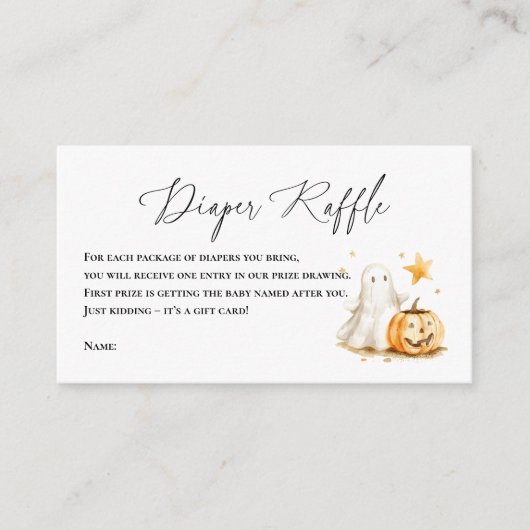 Halloween Schattigee Ghost Pumpkin LUIER RAFFLE Informatiekaartje (Voorkant)