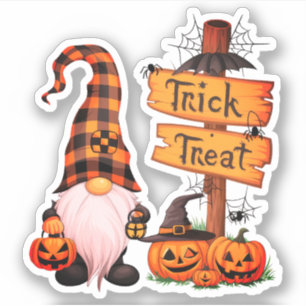 Halloween Schattigee Gnome en pompoenen Sticker