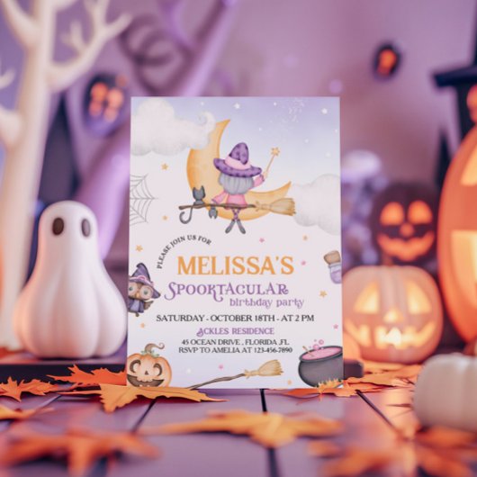 Halloween Schattigee heks verjaardagsfeest spookta Kaart