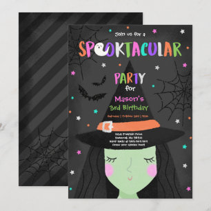 Halloween Schattigee heks verjaardagsfeest spookta Kaart