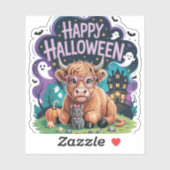 Halloween Schattigee Highland Koe (2) Sticker (Vel)