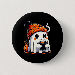 Halloween Schattigee Kawaii Ghost Drink Koffie Vro Ronde Button 5,7 Cm