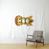 Halloween Schattigee kikker op pompoen Wandkleed (In Situ (horizontaal))