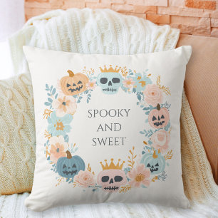 Halloween Schattigee Spooky Skull Pumpkin Roze Bla Kussen
