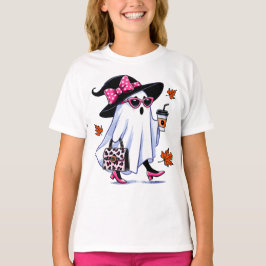 Halloween Schattigee stijlvolle heks spook koffiek T-shirt