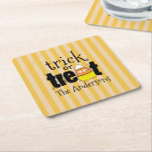 Halloween Schattigee Trick or treat Funny Candy Co Vierkante Kartonnen Onderzetter (Schuin)
