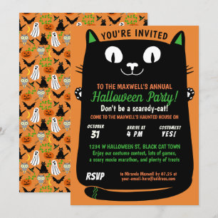 Halloween Schattigee Zwarte Kat Kinder Partij Spoo Kaart